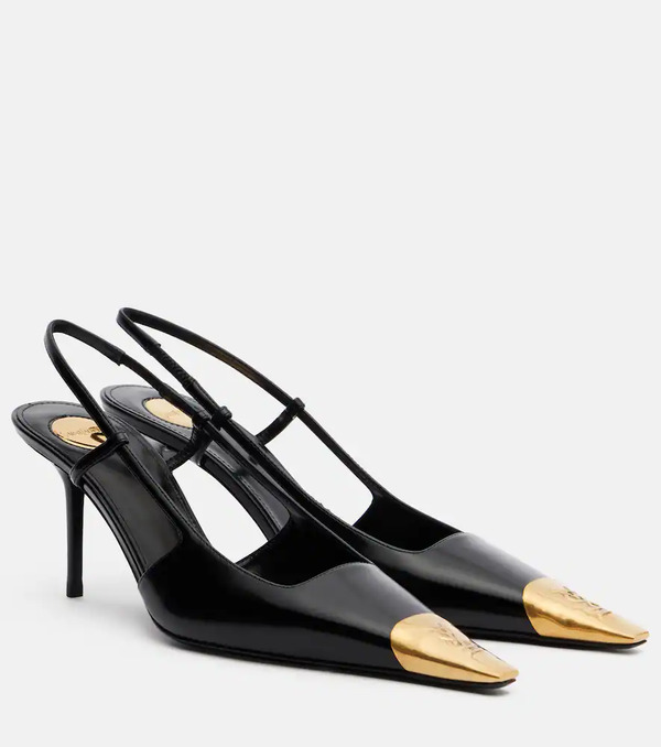  Saint Laurent Saint Laurent Jeanne 75 Leather Slingback Pumps 