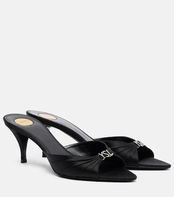  Saint Laurent Saint Laurent Jerry 60 Embellished Crepe Satin Mules 