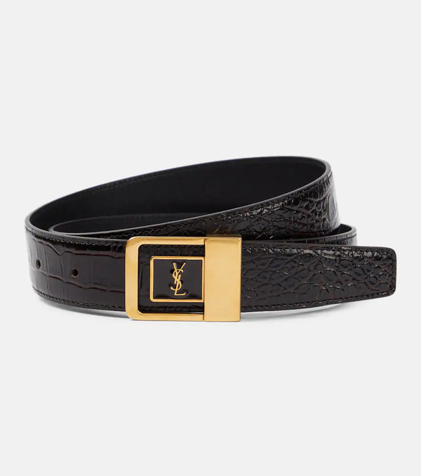  Saint Laurent Saint Laurent La 66 Croc-effect Leather Belt 