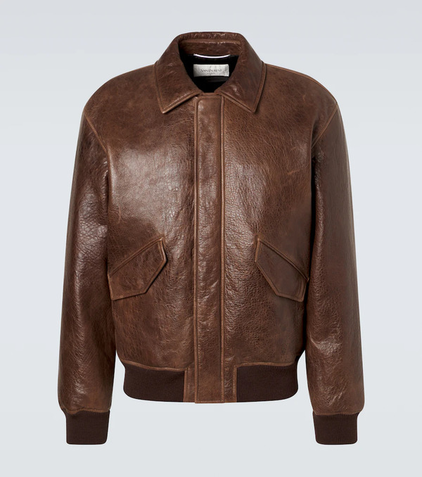  Saint Laurent Saint Laurent Leather Bomber Jacket 