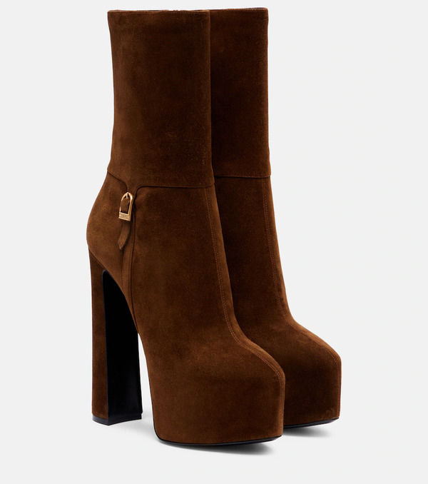  Saint Laurent Saint Laurent Nico 155 Suede Platform Ankle Boots 