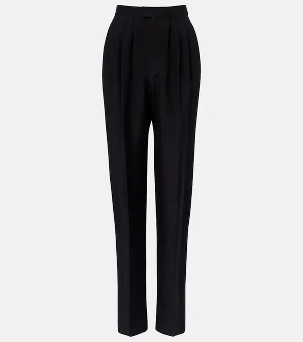  Saint Laurent Saint Laurent Pleated Silk Straight Pants 