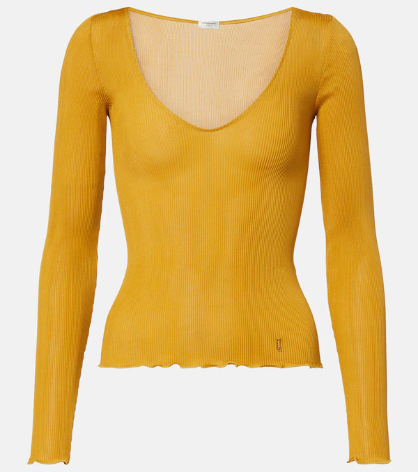  Saint Laurent Saint Laurent Ribbed-knit Silk Top 