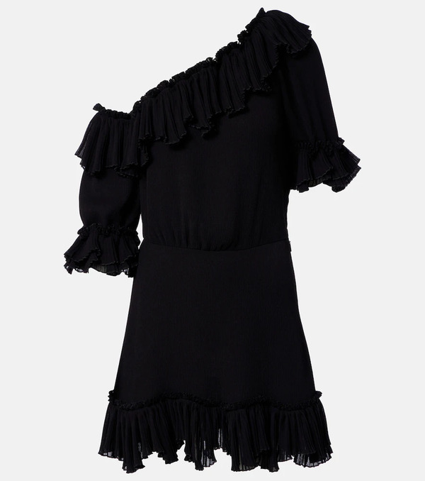  Saint Laurent Saint Laurent Ruffled Silk Crepon Minidress 