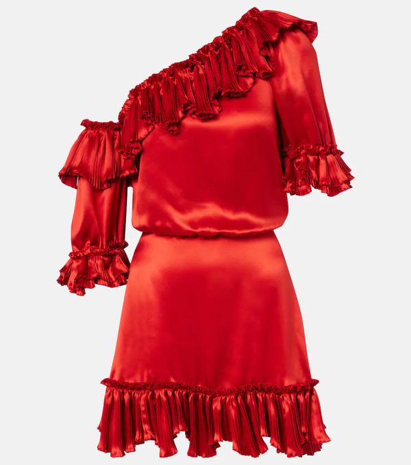  Saint Laurent Saint Laurent Ruffled Silk Satin Minidress 