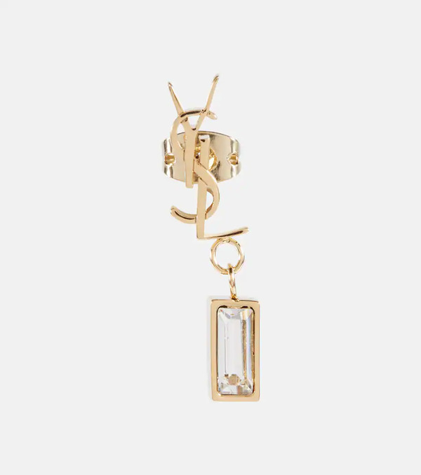  Saint Laurent Saint Laurent Single Ysl Rhinestone-embellished Earring 
