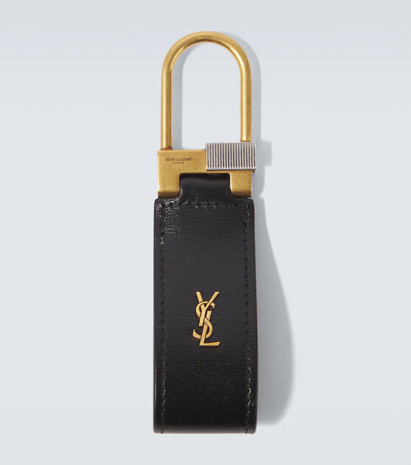 Saint Laurent Saint Laurent Tiny Cassandre Leather Keychain 