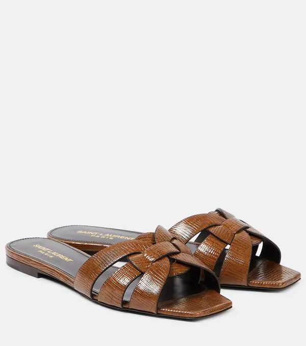 Saint Laurent Saint Laurent Tribute Lizard-effect Leather Sandals 