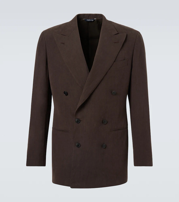 Saman Amel Saman Amel Double-breasted Linen Canvas Blazer 
