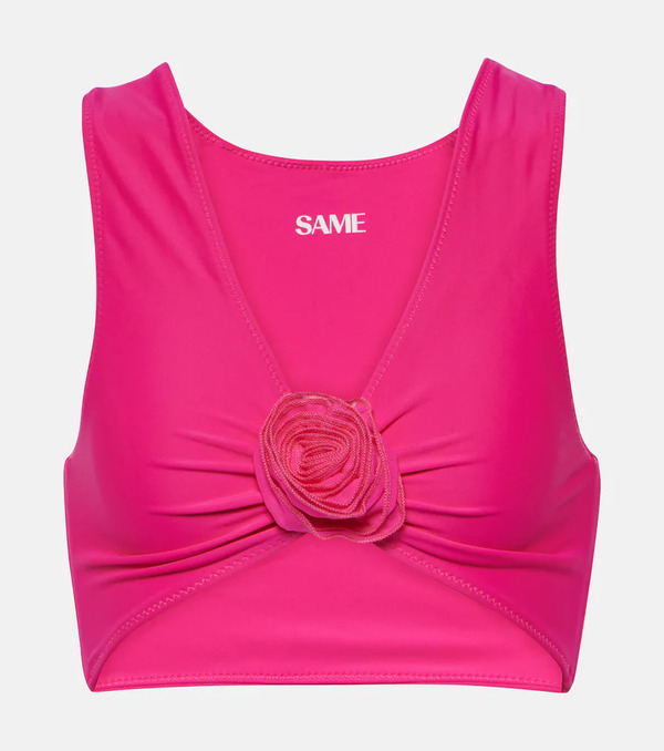  Same Same Rose Floral-applique Bikini Top 