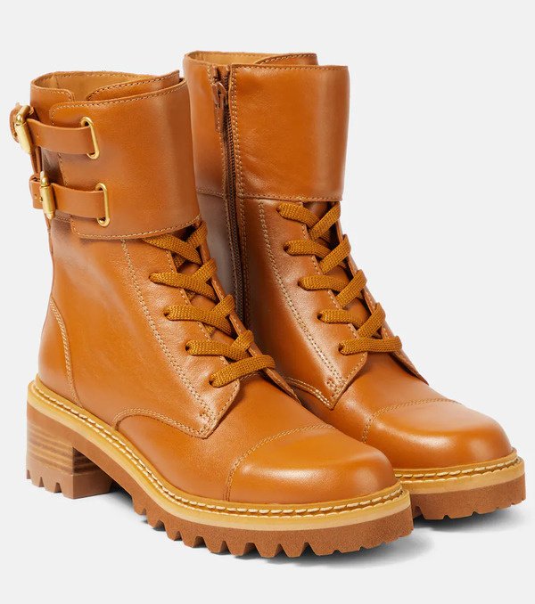  See By Chloe See By Chloe Mallory Leather Lace-up Boots 