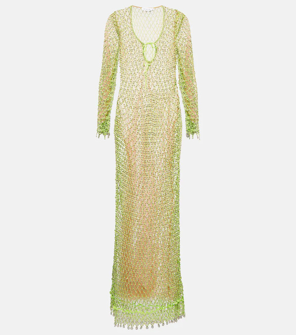  Self-portrait Self-portrait Beaded Fishnet Maxi Dress 