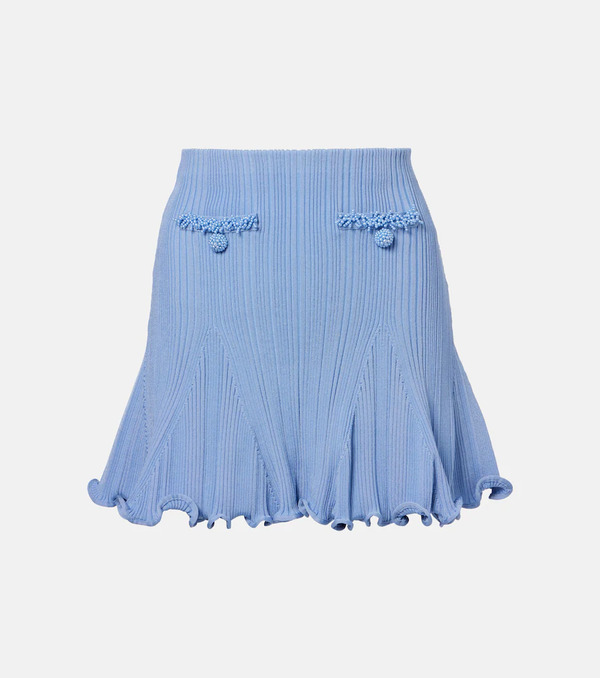  Self-portrait Self-portrait Beaded Ribbed-knit Miniskirt 