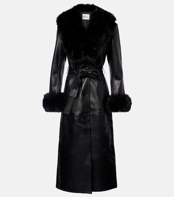  Self-portrait Self-portrait Belted Leather Coat 
