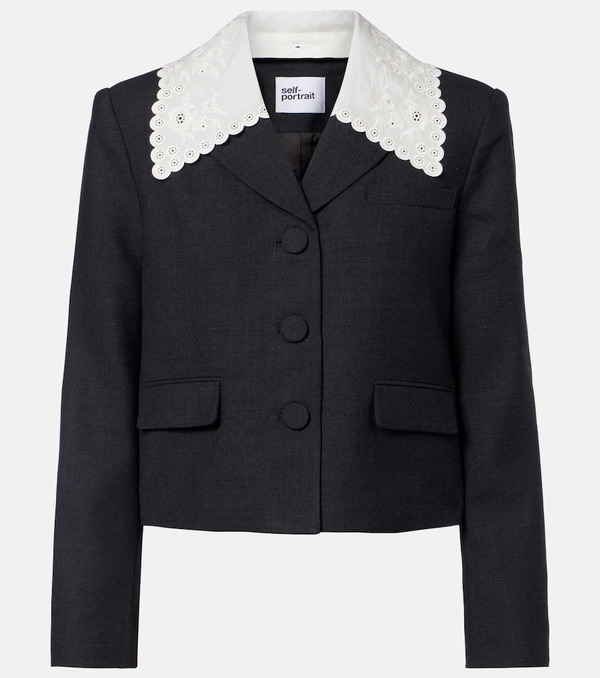  Self-portrait Self-portrait Broderie Anglaise Cropped Jacket 