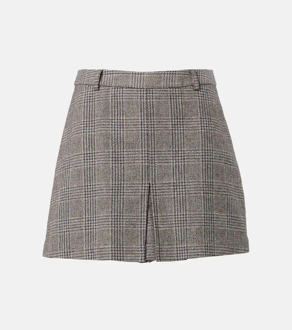  Self-portrait Self-portrait Checked Cotton And Linen Skort 