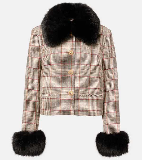  Self-portrait Self-portrait Checked Cropped Jacket 