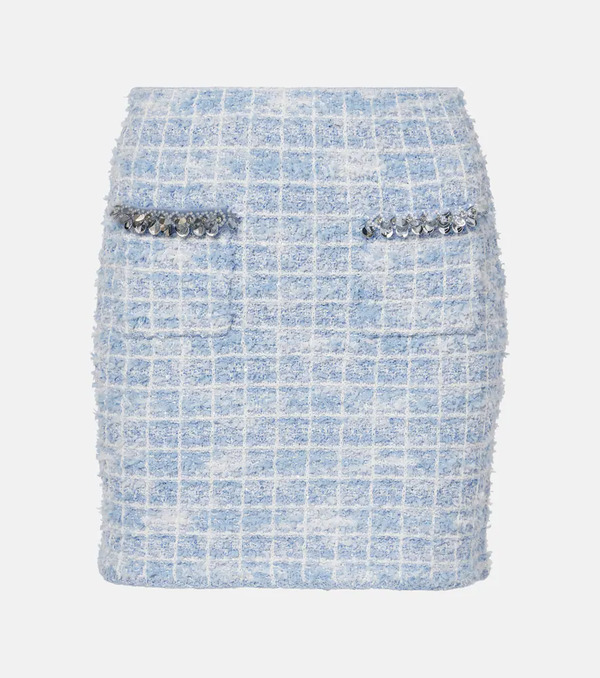  Self-portrait Self-portrait Checked Embellished Tweed Miniskirt 