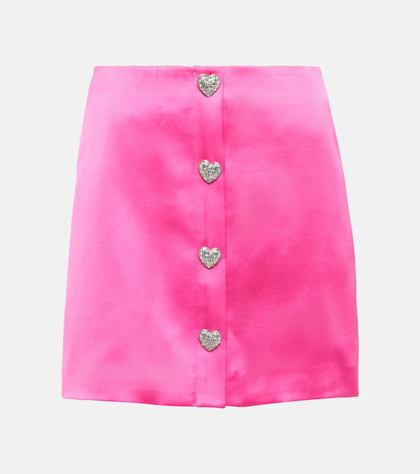  Self-portrait Self-portrait Crystal-embellished Satin Miniskirt 