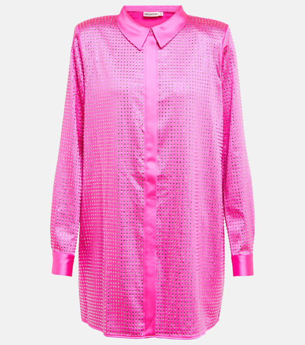  Self-portrait Self-portrait Crystal-embellished Satin Shirt 