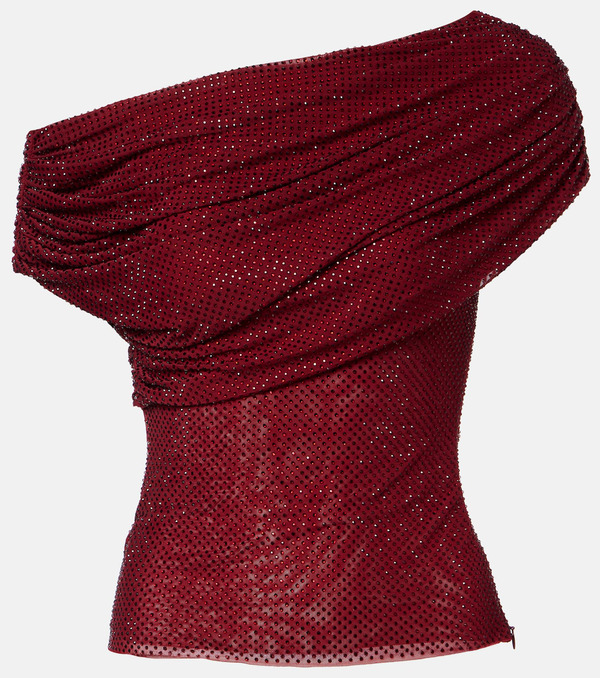  Self-portrait Self-portrait Draped Embellished Mesh Top 