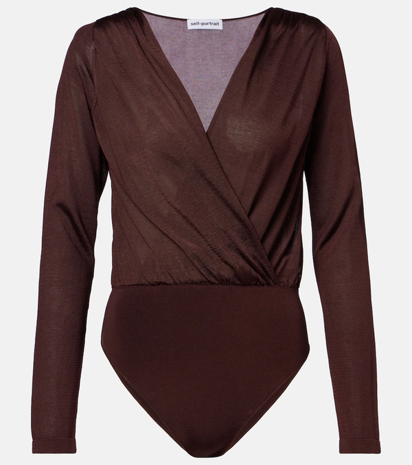  Self-portrait Self-portrait Draped Knitted Bodysuit 