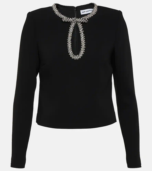  Self-portrait Self-portrait Embellished Crepe Top 