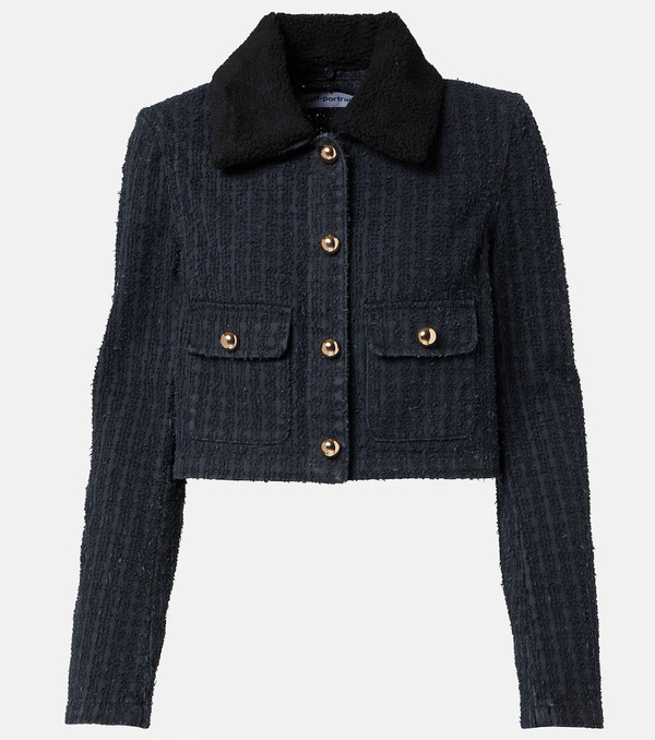  Self-portrait Self-portrait Embellished Cropped Denim Jacket 