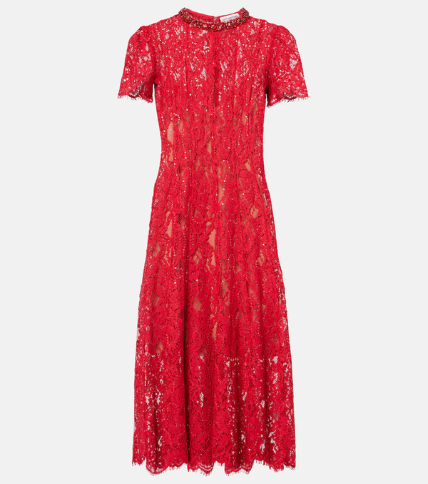  Self-portrait Self-portrait Embellished Fishnet Midi Dress 