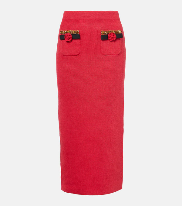  Self-portrait Self-portrait Embellished Knitted Midi Skirt 