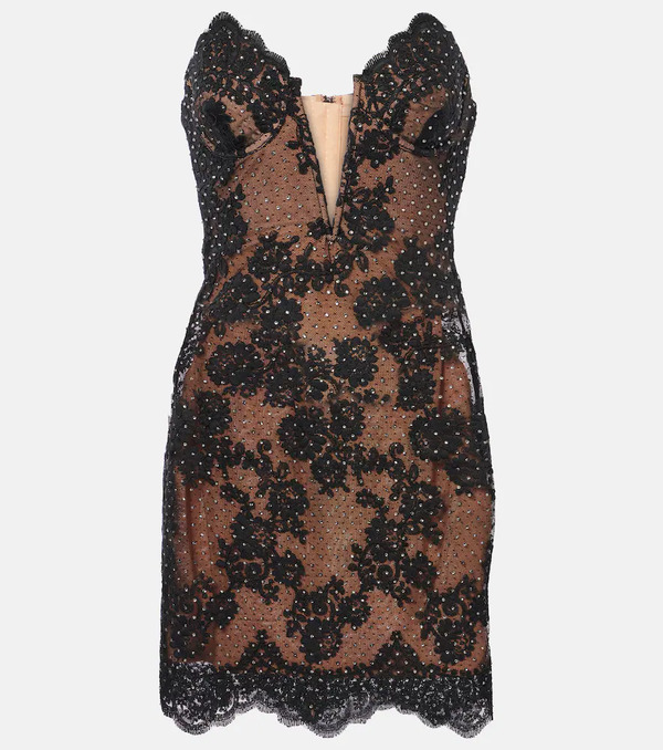  Self-portrait Self-portrait Embellished Lace Bustier Dress 