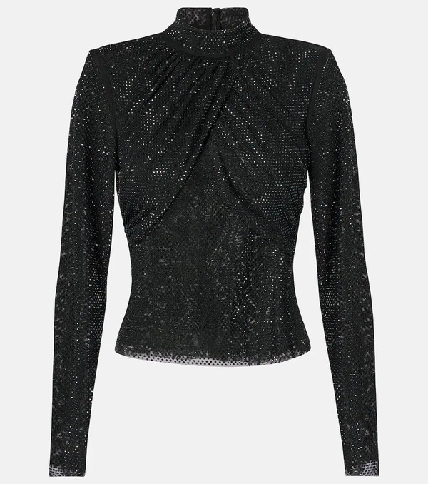  Self-portrait Self-portrait Embellished Mesh Top 