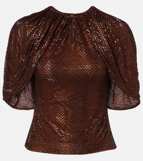  Self-portrait Self-portrait Embellished Mesh Top 