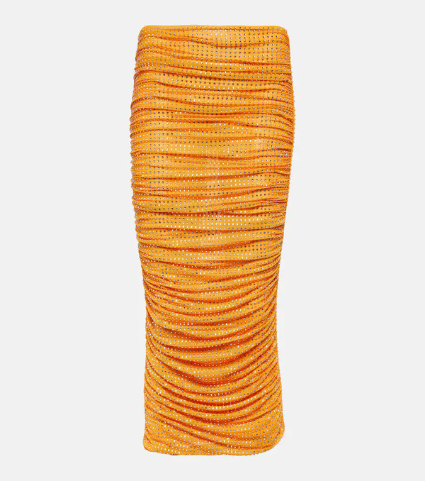  Self-portrait Self-portrait Embellished Ruched Midi Skirt 