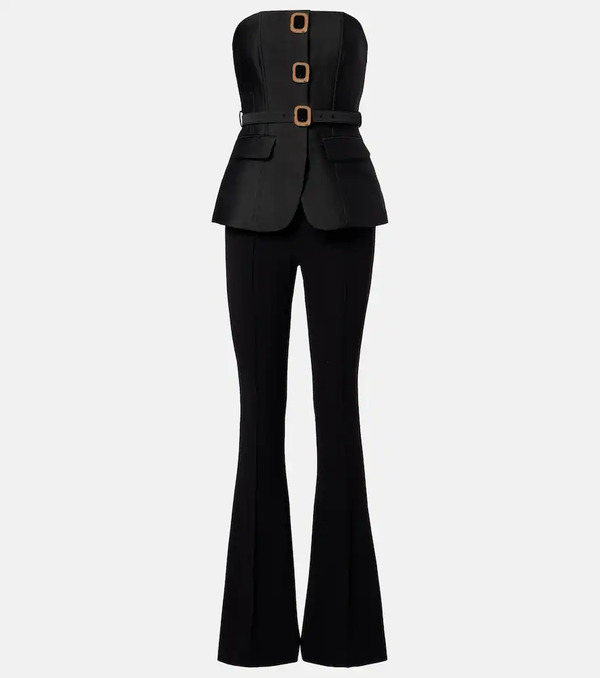  Self-portrait Self-portrait Embellished Strapless Taffeta Jumpsuit 
