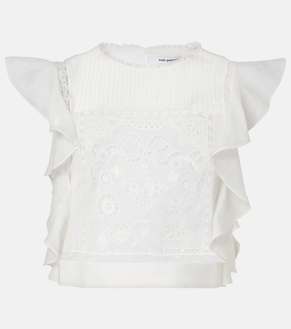  Self-portrait Self-portrait Embroidered Ruffled Top 