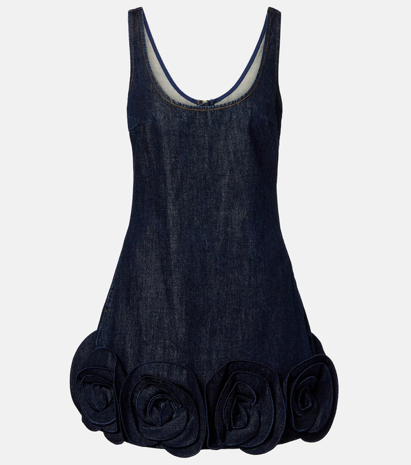  Self-portrait Self-portrait Floral-applique Denim Minidress 