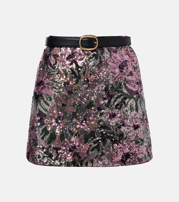  Self-portrait Self-portrait Floral Sequined Miniskirt 