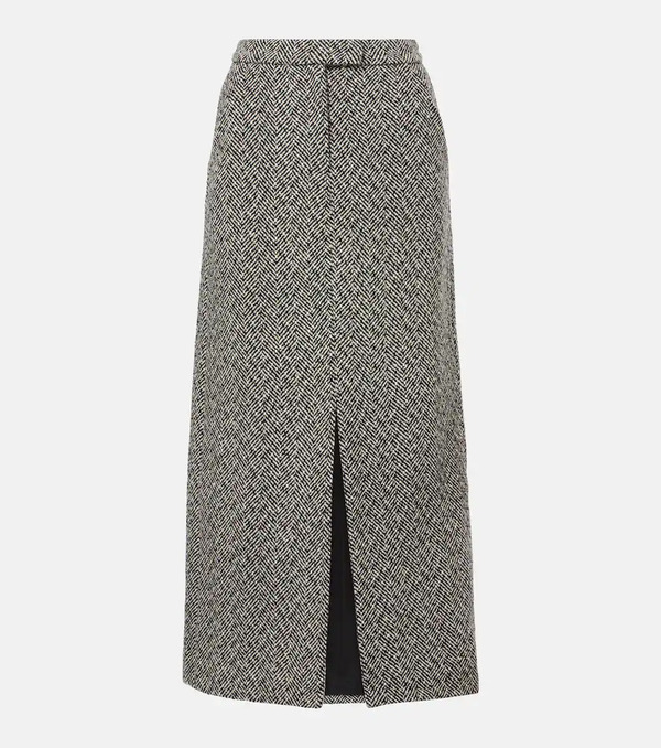  Self-portrait Self-portrait Herringbone High-rise Midi Skirt 