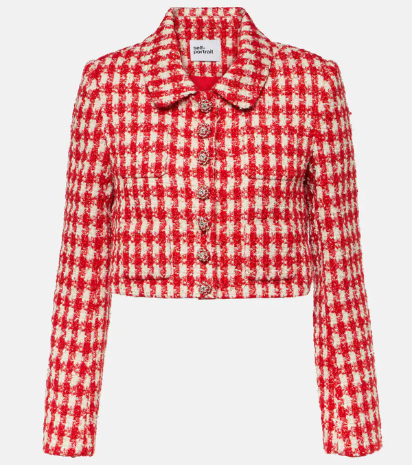  Self-portrait Self-portrait Houndstooth Boucle Jacket 