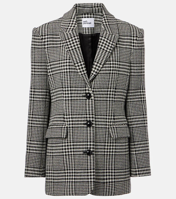  Self-portrait Self-portrait Hundstooth Oversized Blazer 