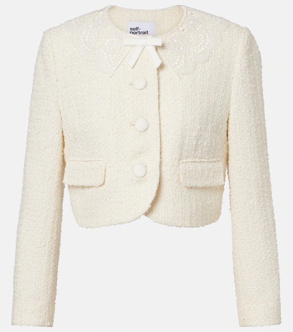  Self-portrait Self-portrait Lace-trimmed Boucle Jacket 