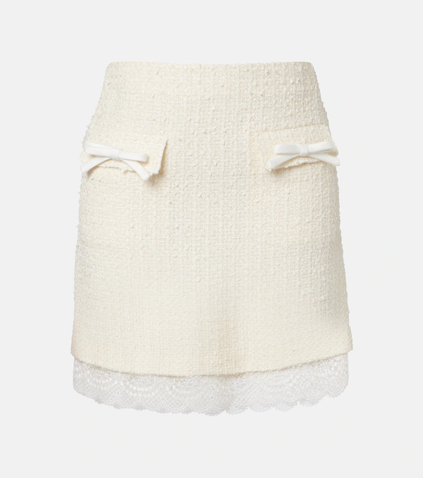  Self-portrait Self-portrait Lace-trimmed Boucle Miniskirt 