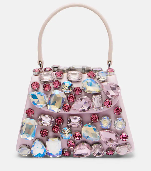  Self-portrait Self-portrait Mini Embellished Satin Top-handle Bag 
