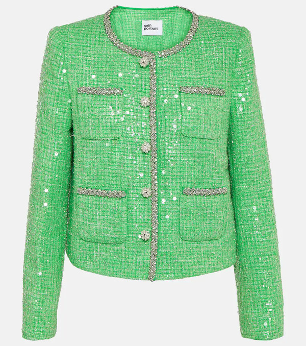  Self-portrait Self-portrait Sequined Boucle Jacket 