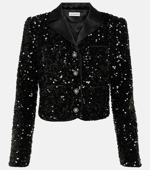  Self-portrait Self-portrait Sequined Cropped Jacket 