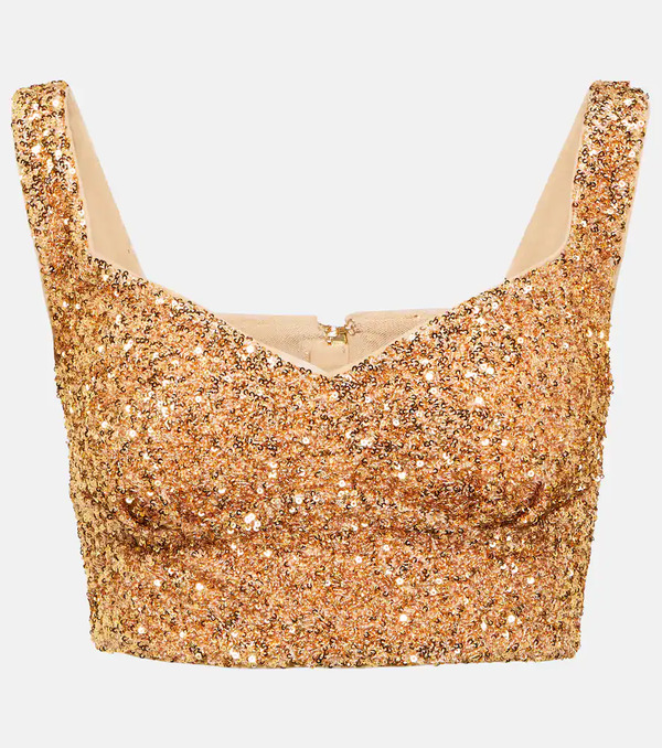  Self-portrait Self-portrait Sequined Cropped Top 