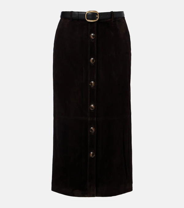  Self-portrait Self-portrait Suede Midi Skirt 