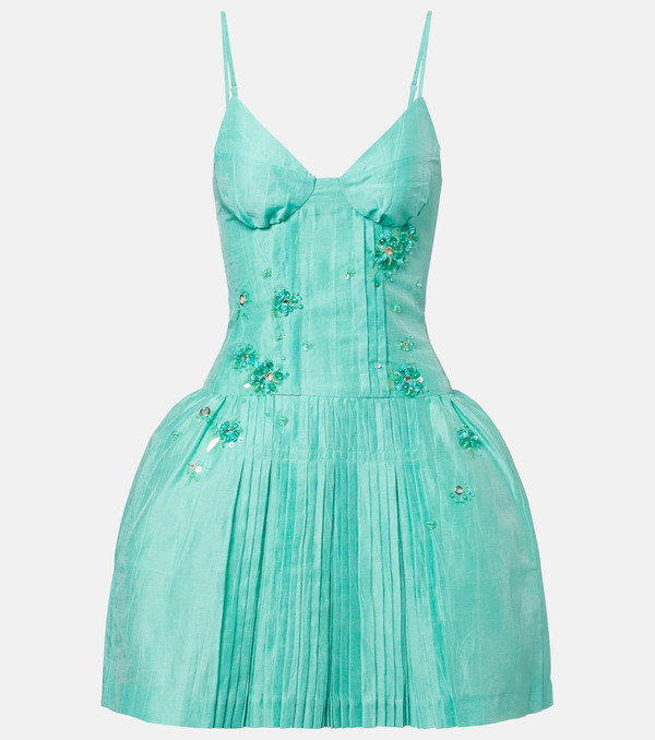  Shushu/tong Shushu/tong Embellished Linen-blend Minidress 