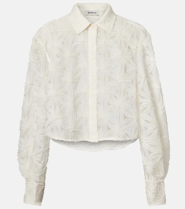  Simkhai Simkhai Anders Cropped Floral Blouse 